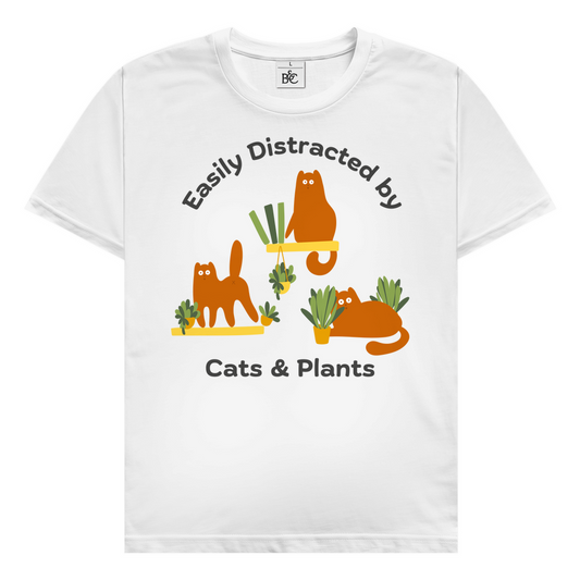 Easily distracted by cats & plants T-Shirt