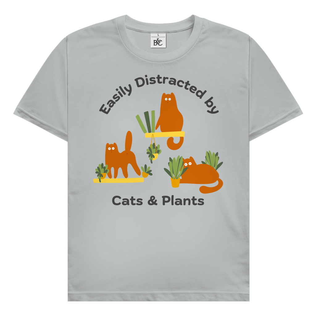 Easily distracted by cats & plants T-Shirt