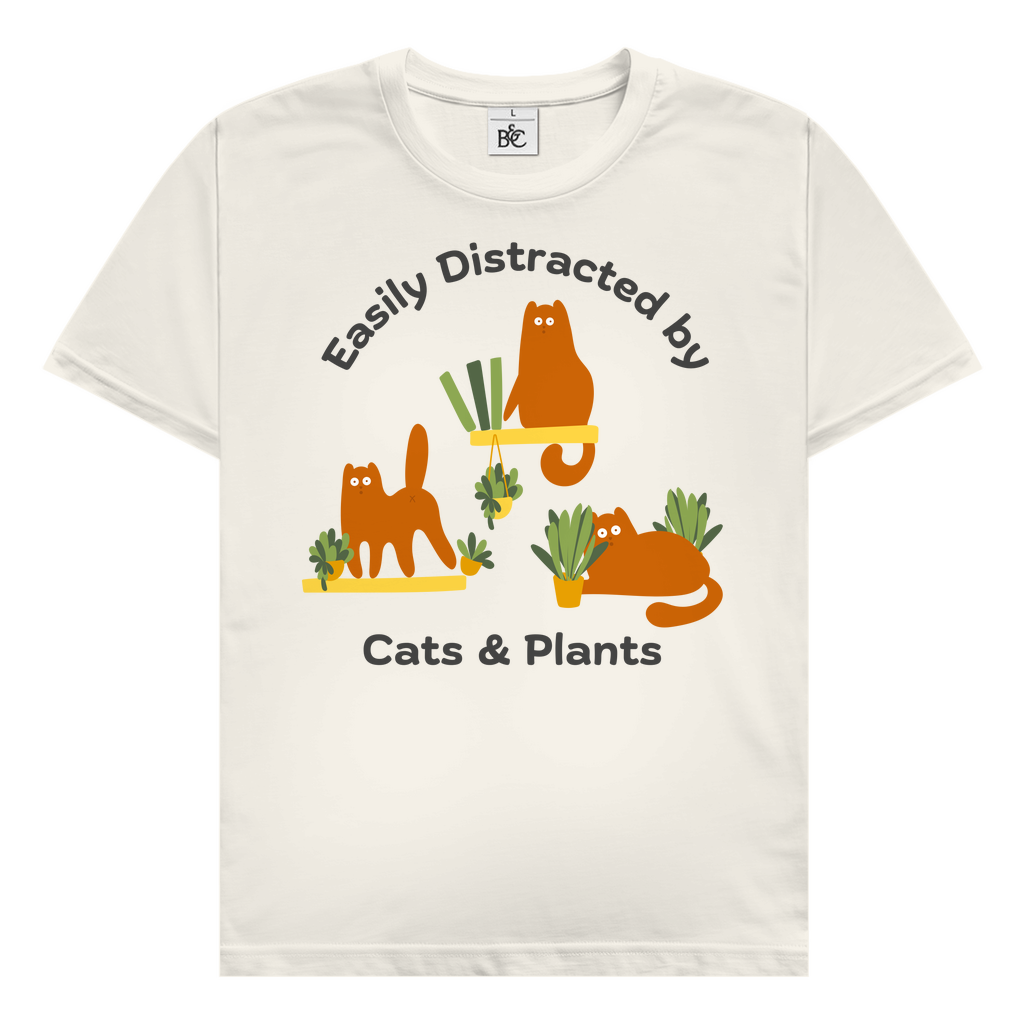 Easily distracted by cats & plants T-Shirt